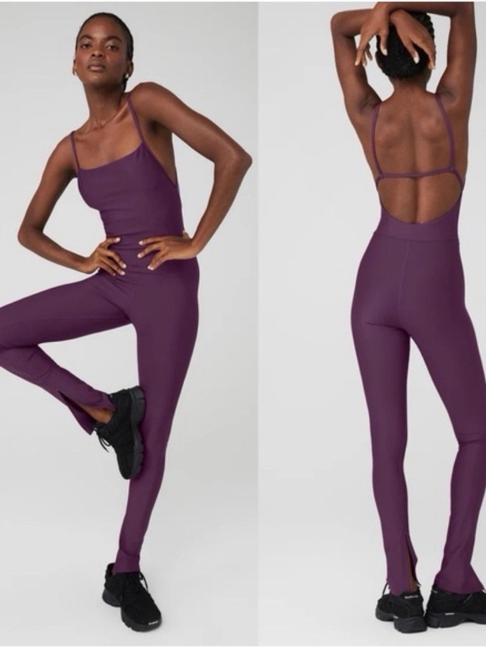 Alo Yoga Disco Daze Onesie in Dark Plum size Large